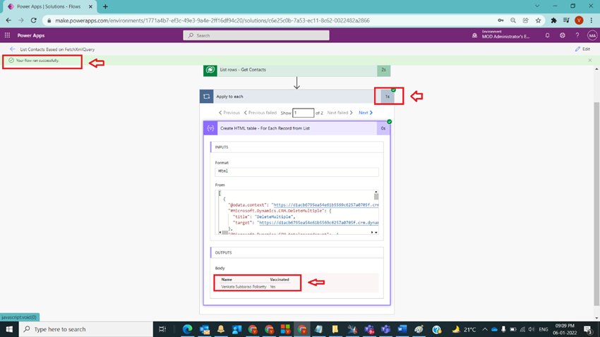 List Contacts Based on FetchXMLQuery in Power Automate